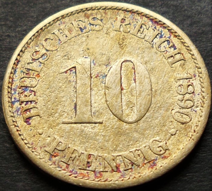 Moned istorica 10 PFENNIG - GERMANIA, anul 1890 * cod 872 - Litera A
