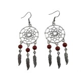 Cercei candelabru Dreamcatcher cu Piatra Soarelui maro