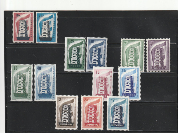 Europa CEPT 1956-Olanda,Italia,Belgia,Germania,Franta,Luxemburg,13 valori,MNH