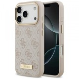 Husa MagSafe pentru Apple iPhone 17 Pro, Guess, 4G Logo Plate, Roz