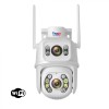 Camera WIFI de supraveghere 4K, 8MP, 2 lentile, Control din aplicatie, Urmarire automata, Rezistenta la apa IP66 - ALB, Taggo