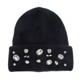 Caciula beanie neagra cu pietre