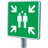 Placuta din aluminiu cu stalp pentru loc de adunare in caz de urgenta