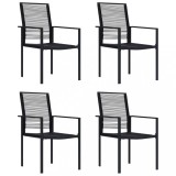 Scaune de grădină, 4 buc., negru, ratan PVC