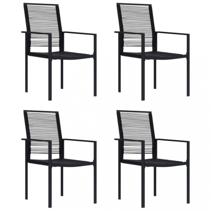 Gossi scaune de gradina, 4 buc., negru, ratan pvc