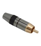 Mufa audio RCA tata contact aurit cablu 8mm inel negu, Oem