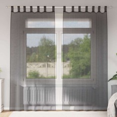 vidaXL Perdele din voile cu tablă 2 buc Negru 4102259
