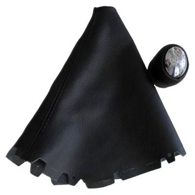 Nuca schimbator viteze, 6 viteze cu manson MARTI-NIK 15 compatibil cu RENAULT Laguna II Martie 2005-2007, piele naturala, fara un cadru, negru cu cusa foto