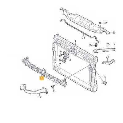 Suport fixare grila masca - trager VW Golf Sportsvan, 02.2014-, Model Highline, Cod 510805706, Fata, Aftermarket foto