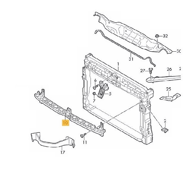 Suport fixare grila masca - trager VW Golf Sportsvan, 02.2014-, Model Highline, Cod 510805706, Fata, Aftermarket