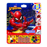 Set pentru desen Giga Block 4 in 1 Spiderman, 8 creioane, 10 acuarele, autocolante, pensula si sabloane, AS