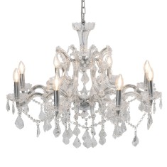 Candelabru sticla transparenta metal argintiu &Oslash; 80x60 cm E14