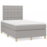 vidaXL Pat box spring cu saltea, gri deschis, 120x190 cm, textil 3269958