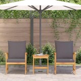 vidaXL Set șezlong de grădină, 3 piese, cu perne, lemn masiv acacia
