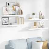 vidaXL Rafturi de perete, 4 buc., alb extralucios, 80x23,5x3,8 cm, MDF 323753