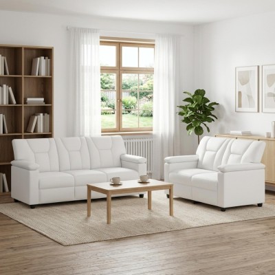 Set de canapea 2 pcs Alb Piele artificiala foto