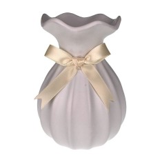 Vaza decorativa eleganta cu funda din ceramica, 14 cm, Alb, 786H-3 foto