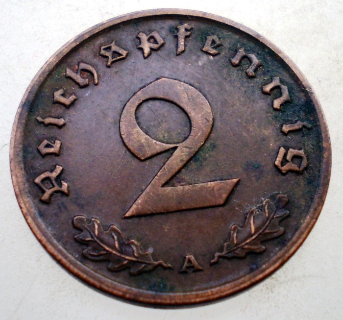 2.989 GERMANIA 2 REICHSPFENNIG 1937 A