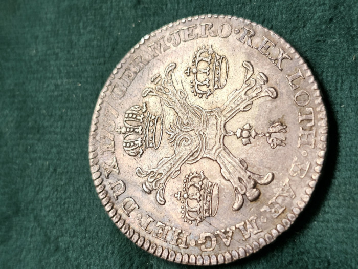 1/2 couronne 1757 , argint ... rara in stare buna