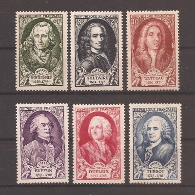 Franta 1949 - Francezi celebri, Cota 25 EURO, MNH foto
