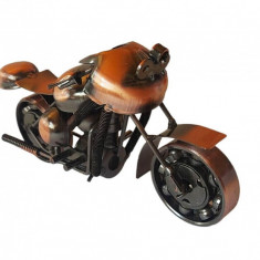 Motocicleta decorativa, Din metal, Maro, 17 cm, 356-3D1