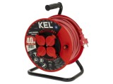 Prelungitor alimentare KEL 3x1,5mm&sup2; bobinat cu 4 prize gumă roșie