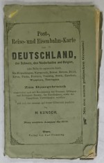 HARTA POSTEI, DRUMURILOR SI CAILOR FERATE ALE GERMANIEI , ELVETIEI , OLANDEI SI BELGIEI , TEXT IN LIMBA GERMANA , 1872