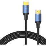 Cablu video Vention, HDMI(T) la HDMI(T), 2m, rezolutie maxima 8K la 60Hz/4K la 120Hz, conectori auriti, cupru/argint, bumbac braided, albastru, &quot;ALGLH