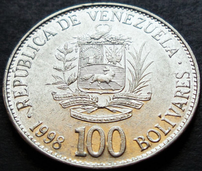 Moneda exotica 100 BOLIVARES - VENEZUELA, anul 1998 *cod 130 foto