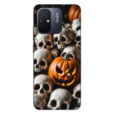 Husa compatibila cu Xiaomi Redmi 12C Silicon Gel Tpu Model Halloween Pattern Cranii si Dovleac