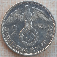 (A661) MONEDA DIN ARGINT GERMANIA - 2 REICHSMARK MARK 1937, LIT. A, NAZISTA