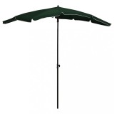 Cumpara ieftin Umbrelă de grădină cu st&acirc;lp, verde, 200x130 cm