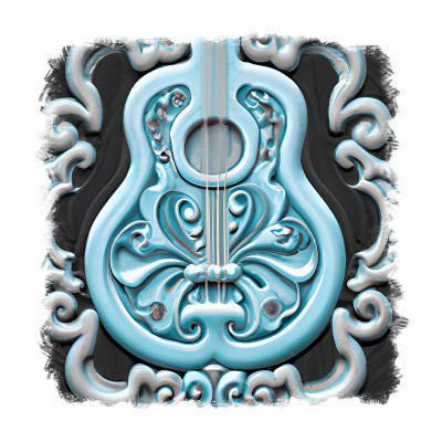Sticker decorativ Chitara, Albastru, 55 cm, 11679ST foto