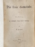 Die Freie Gemeinde: Ein Beitrag zur Wichtigsten Frage B Carneri 1863 carte veche