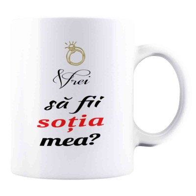 Cana alba personalizata &amp;quot;Vrei sa ii sotia mea?&amp;quot;, INOVATIX&amp;reg;. 330ml foto