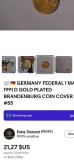 Germania Federala 1 MARK 1991 D , placat cu aur