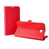 Husa Flip Stand Magnetica Rosie Sony Xperia E4, Protectie Integrala