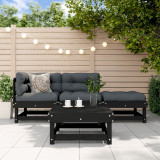 VidaXL Set mobilier relaxare de grădină 4 piese, negru, lemn masiv pin