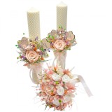 Set lumanari tip fagure si buchet cu trandafiri criogenati si plante naturale uscate si criogenate, Eventissimi&reg;
