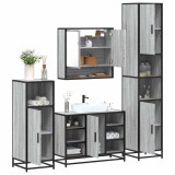 Set de mobilier de baie 4 piese Lemn stratificat gri Sonoma