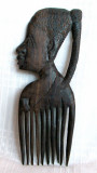 Pieptene din abanos / bastinasa africana, sculptura Mali, arta tribala