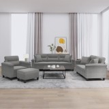 vidaXL Set de canapele cu perne, 4 piese, gri &icirc;nchis, microfibră