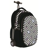 Ghiozdan Troler ST.Right, colectia Chessboard Butterflies, TB01, roti silicon, 44x32x25 cm