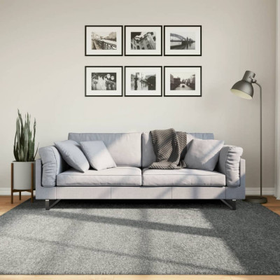 vidaXL Covor pufos cu fire &amp;icirc;nalte, verde modern, 200x200 cm foto