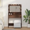Masă de toaletă cu lumini LED, stejar maro, 79x41x135 cm