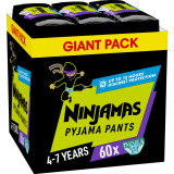 Scutece-chilotel pentru noapte Ninjamas pentru baietei, 4-7 ani, 17-30 kg, 60 buc, Pampers