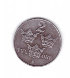 Moneda Suedia 2 ore 1949, stare foarte buna, curata, Europa, Fier