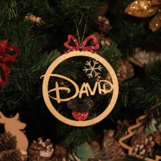 Ornament Brad Funda si Fulg de Zapada cu Sclipici - Personalizat foto