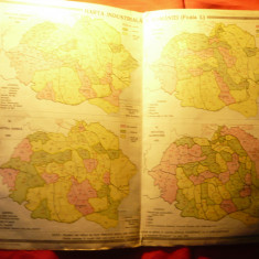 Harta Industriala a Romaniei Mari- Inst.Cartogr.Unirea Brasov 1923 ,dim.=41x30cm