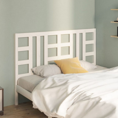 vidaXL Tăblie de pat, alb, 141x4x100 cm, lemn masiv de pin foto